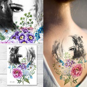 Supperb Large Temporary Tattoos - Summer Flower Girl